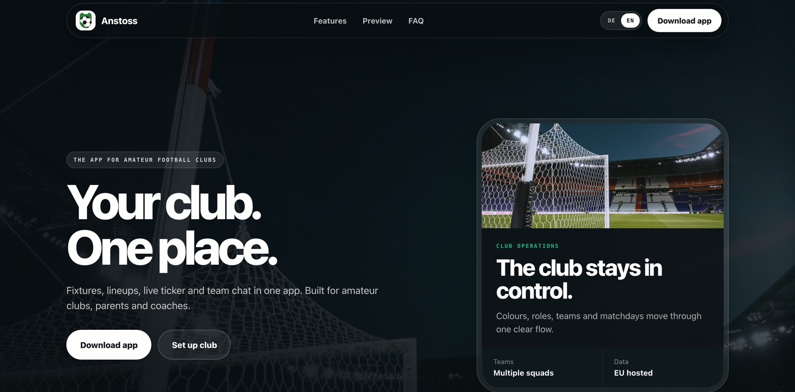 Anstoss, the app for amateur football clubs