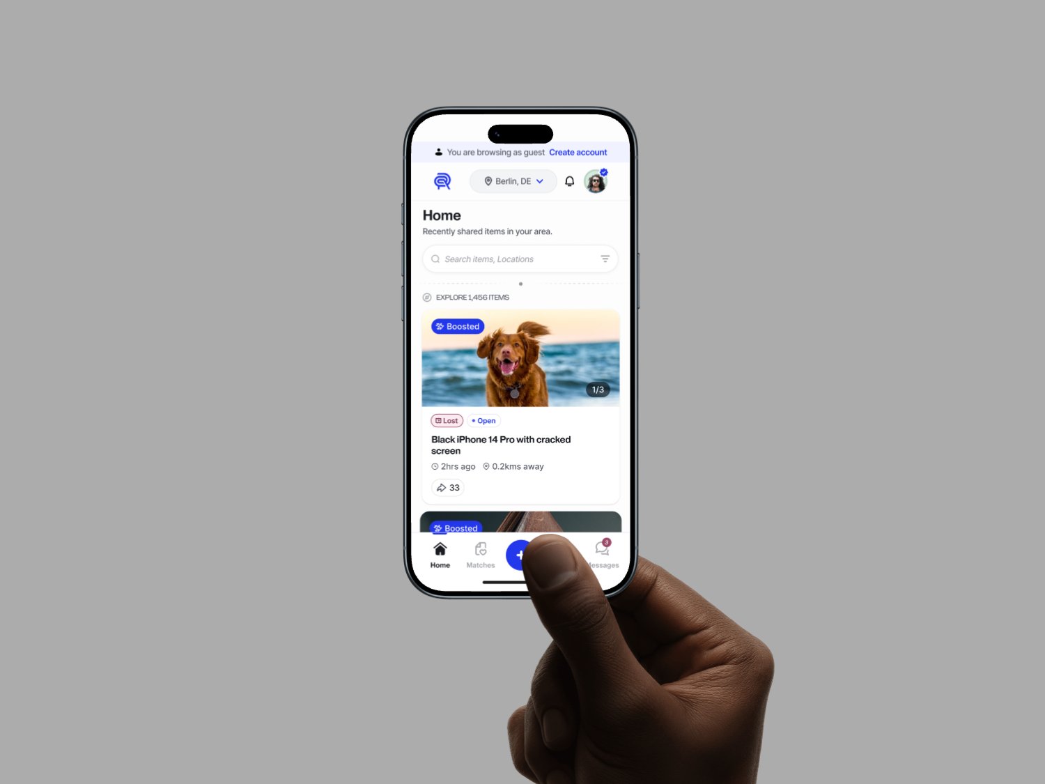 Renuir home screen in hand